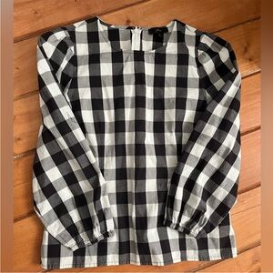 JCrew black and white Gingham blouse small 6Petite